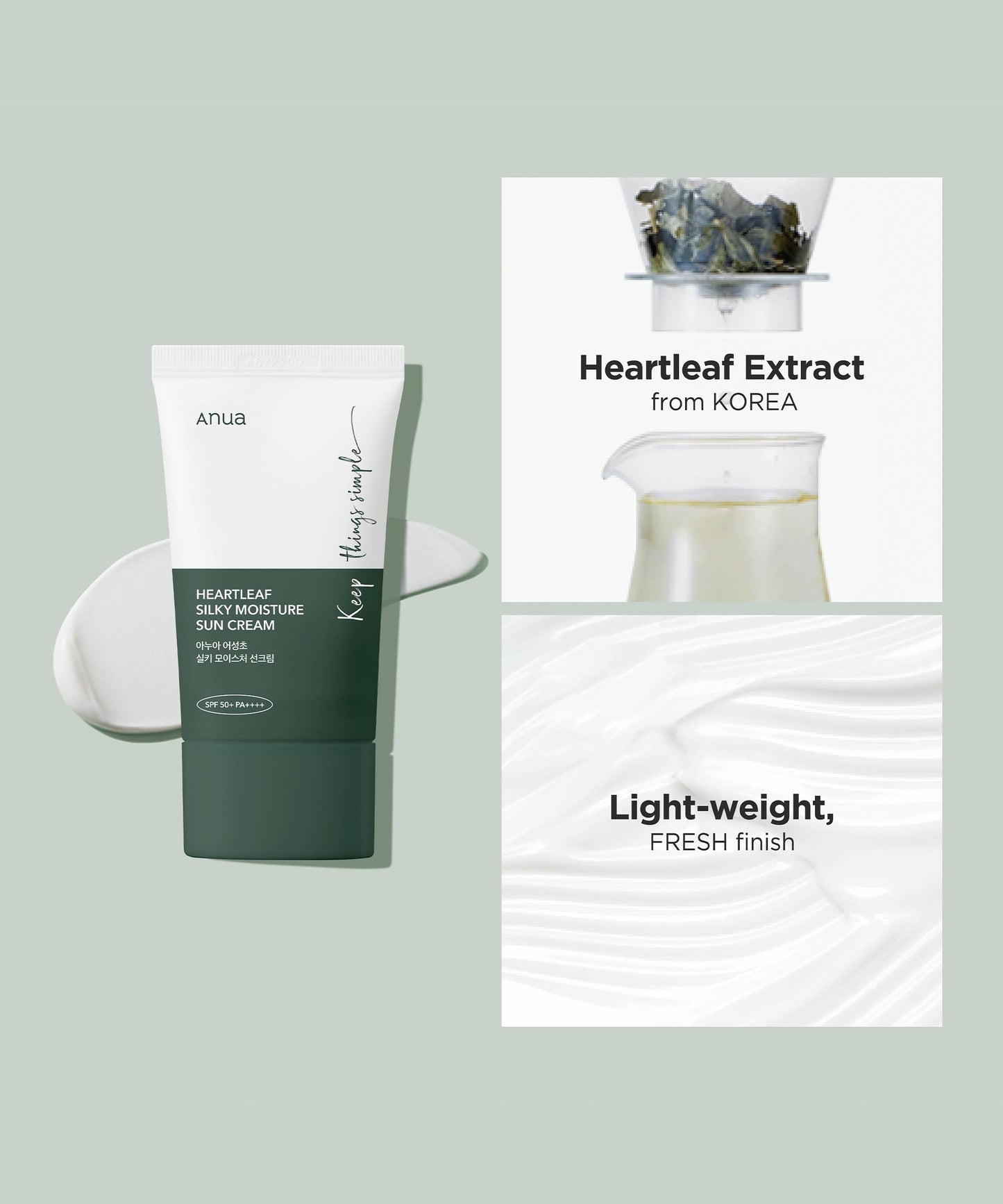 ANUA HEARLEAF SILKY MOISTURE SUNCREAM SPF50
